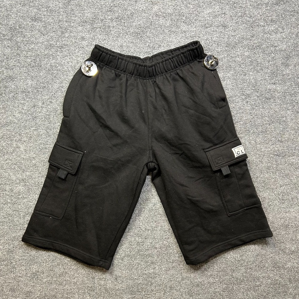 Pro Club Cargo Sweat Shorts Mens M Black NEW Cargo Pockets Elastic Waist Y2K